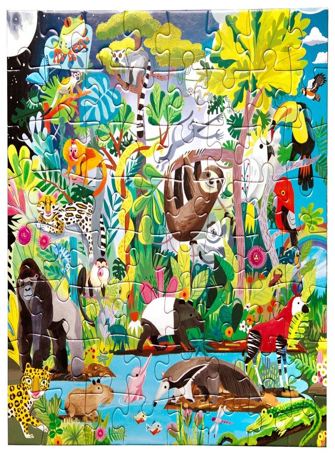 إيبو: أحجية الغابة المطيرة - 64 قطعة - 15 بوصة × 15 بوصة، مشهد نابض بالحياة للحيوانات والطبيعة، ملصق معلوماتي، قطع كبيرة ومتينة وخالية من الغبار، للأطفال من عمر 5 سنوات فما فوق - Image 3